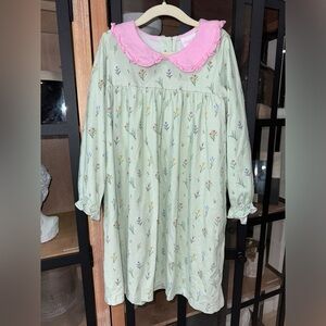 Stitchy Fish Flourishing Florals Ruffle top dress girls collar long sleeve block